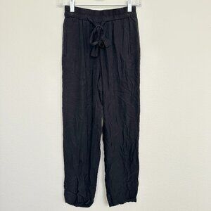 & Other Stories Straight Leg Waist Tie Pants Black Sz 0 Ankle Classic Minimalist